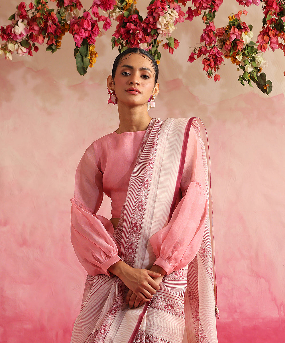 Handloom_Sweet_Pink_Organza_Blouse_With_Boat_Neckline_WeaverStory_01