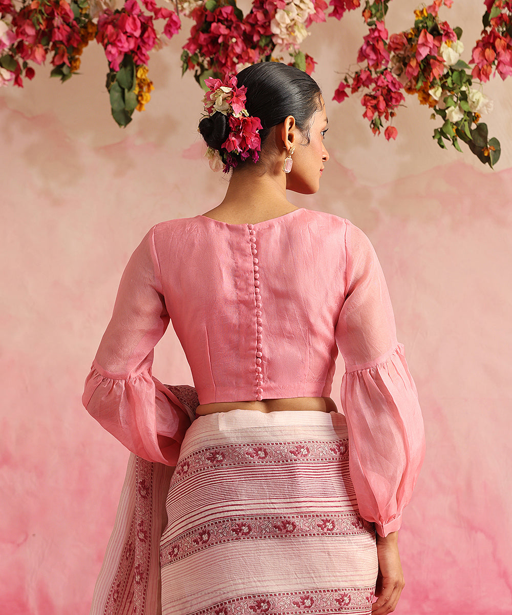 Handloom_Sweet_Pink_Organza_Blouse_With_Boat_Neckline_WeaverStory_03