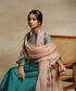Handloom_Teal_Chanderi_Silk_Kurta_With_Poly_Silk_Pants_And_Beige_Organza_Dupatta_WeaverStory_01