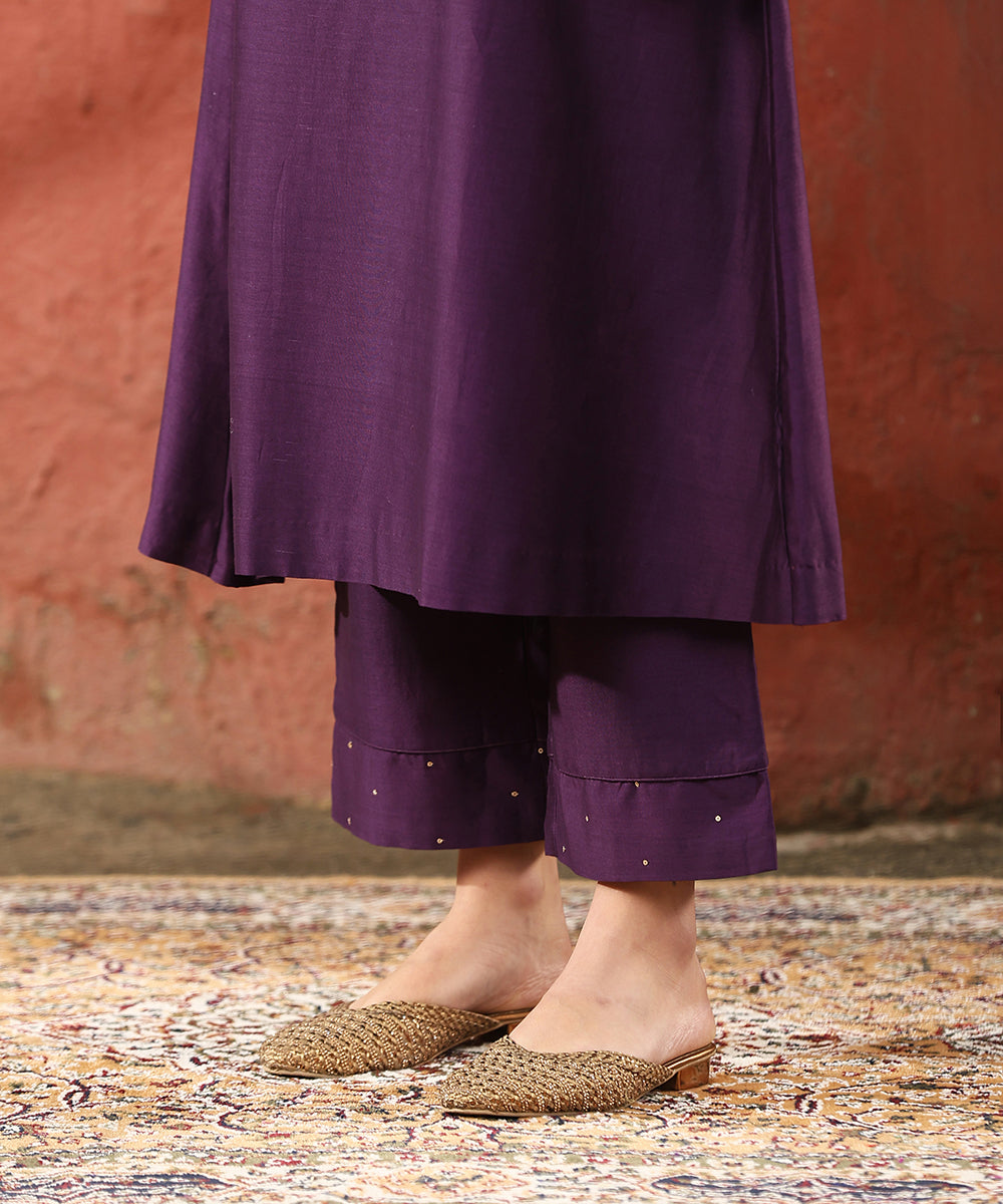 Deep_Purple_Hand_Embroidered_Pure_Chanderi_Silk_Kurta_With_Pants_And_Burnt_Orange_Dupatta__WeaverStory_07