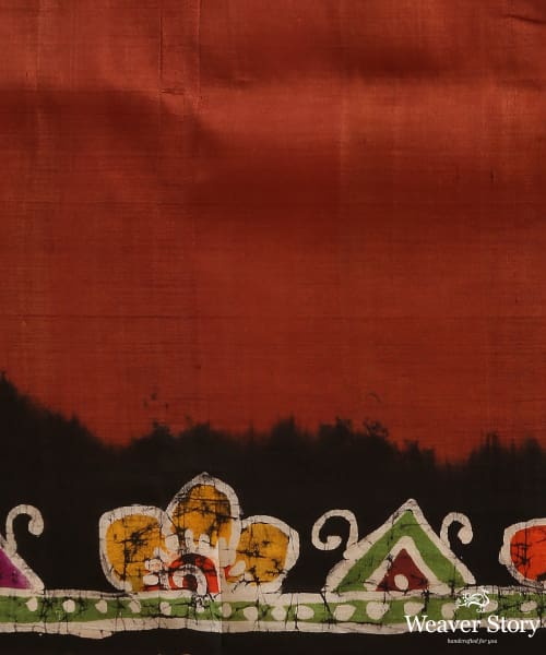 Brown_And_Black_Handloom_Pure_Mulberry_Silk_Hand_Batik_Saree_With_Deer_Motifs_Border_WeaverStory_06