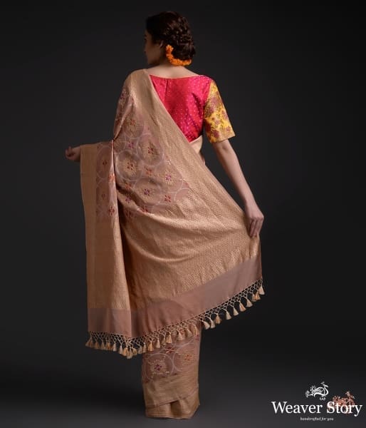 Dull_brown_banarasi_georgette_meenakari_jangla_WeaverStory_03