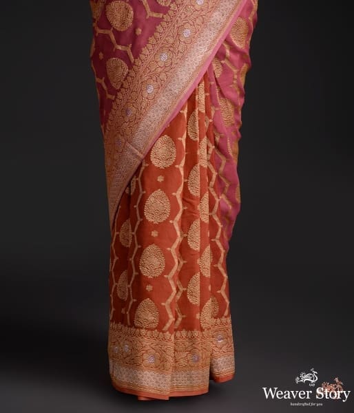 Pink_Ombre_dyed_kadhwa_banarasi_jangla_WeaverStory_04