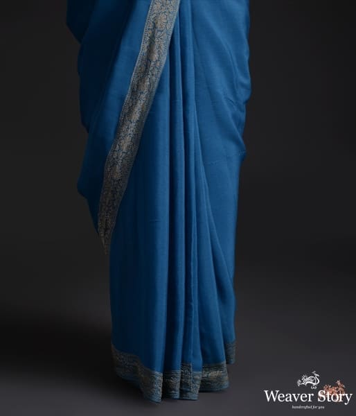Handwoven_Banarasi_Georgette_saree_with_antique_zari_border_WeaverStory_04