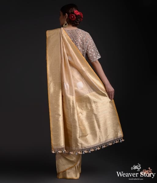 Golden_Beige_pure_silk_tissue_saree_with_marigold_flower_motifs_WeaverStory_03