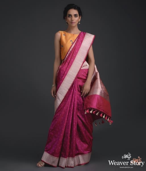 wine_booti_saree_with_sona_rupa_chevron_borders_WeaverStory_02