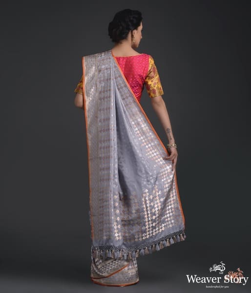 Handwoven_Banarasi_Tanchoi_saree_with_meenakari_in_light_grey_color_WeaverStory_03