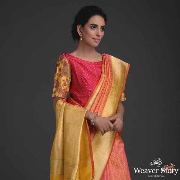 Handwoven_Yellow_self_weave_tanchoi_saree_WeaverStory_01