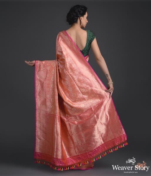 Pink_and_Orange_kimkhab_saree_WeaverStory_03