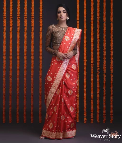 Handwoven_Katan_silk_saree_with_Tanzeb_booti_WeaverStory_02