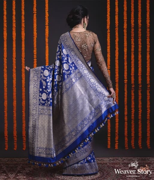 Royal_blue_Handwoven_kadhwa_banarasi_jangla_with_sona_rupa_zari_WeaverStory_03