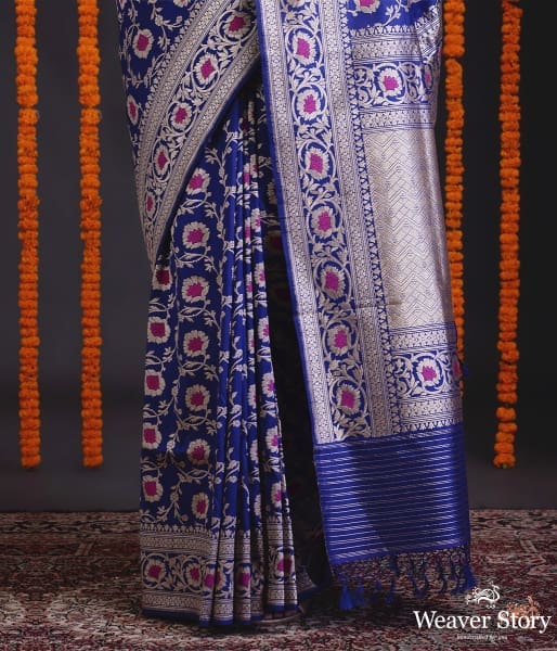 Royal_blue_kadhwa_banarasi_jangla_with_meenakari_WeaverStory_04