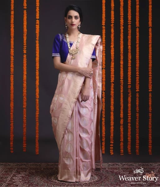 Soft_pink_Katan_silk_saree_with_heavy_gold_zari_and_meenakari_motifs_WeaverStory_02