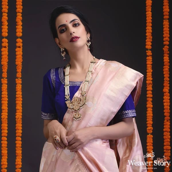 Soft_pink_Katan_silk_saree_with_heavy_gold_zari_and_meenakari_motifs_WeaverStory_01