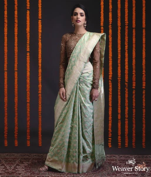 Fresh_green_sona_rupa_kadhwa_jangla_with_meenakari_WeaverStory_02