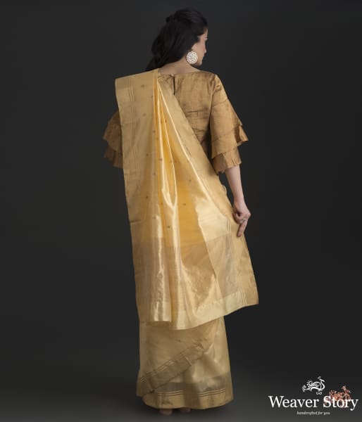 Golden_yellow_chanderi_silk_saree_with_small_floral_motifs_WeaverStory_04