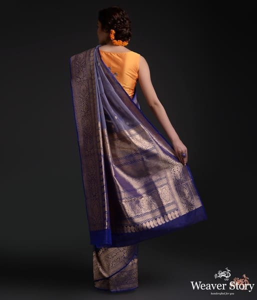 Handwoven_pure_kora_silk_saree_with_kadhwa_booti_and_contrast_border_WeaverStory_03