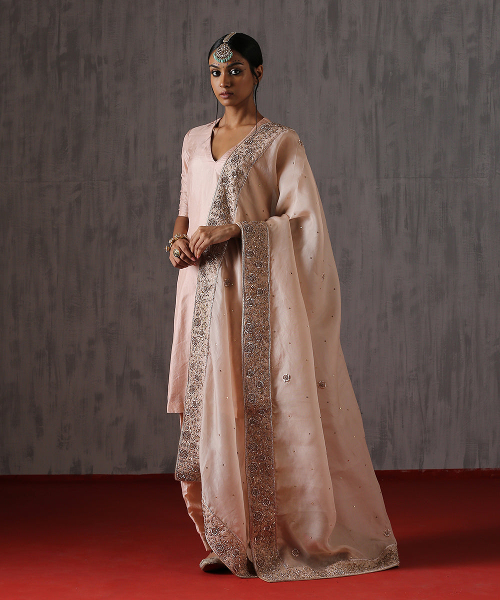 Handloom_Pink_Organza_Dupatta_with_Zardozi_Work_WeaverStory_01
