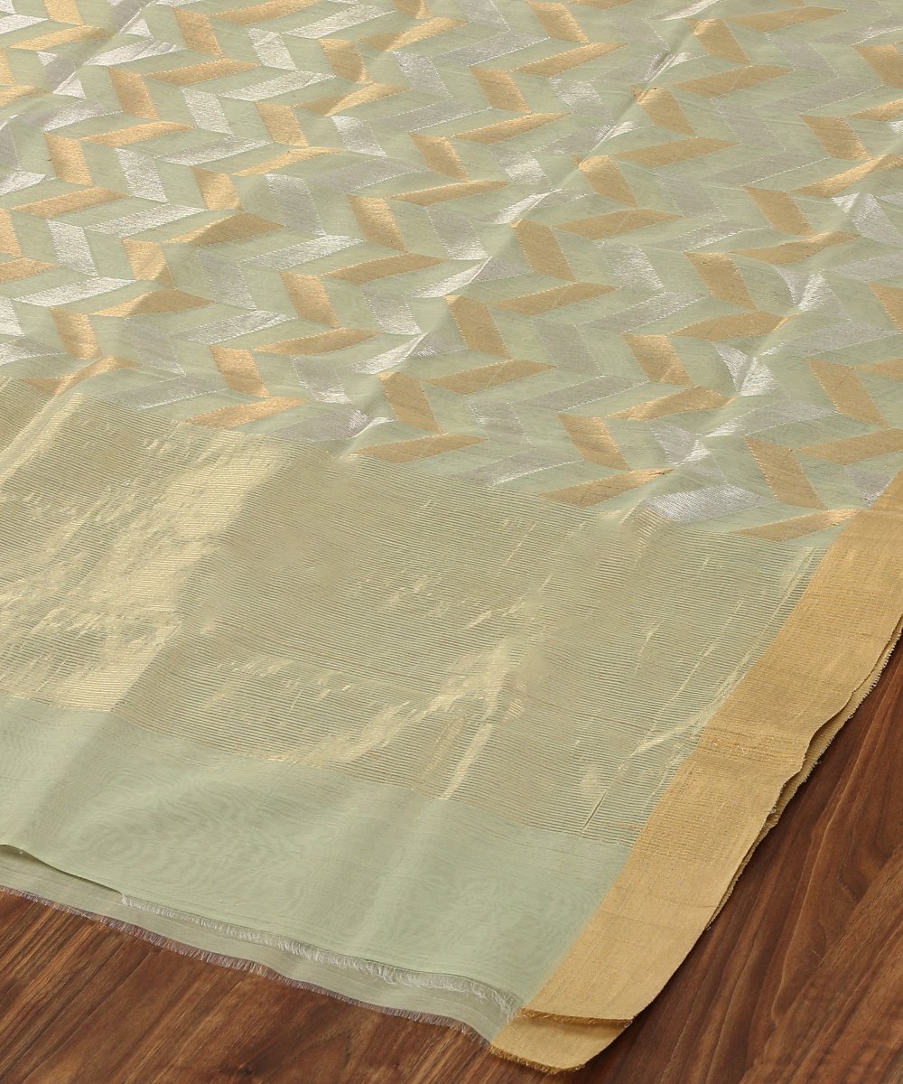 Pista_Green_Handloom_Cotton_Donaliya_Chanderi_Dupatta_with_Geometric_Pattern_WeaverStory_04