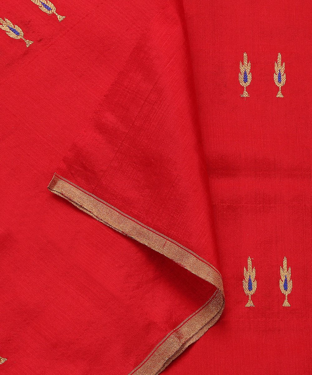 Red_Handloom_Pure_Chanderi_Silk_Eknaliya_Chanderi_Dupatta_with_Leaf_Motifs_WeaverStory_04