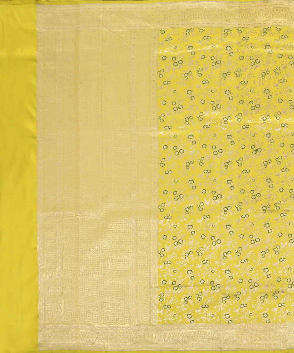 Handlom_Yellow_Pure_Katan_Silk_Banarasi_Dupatta_With_Birds_Motifs_WeaverStory_02