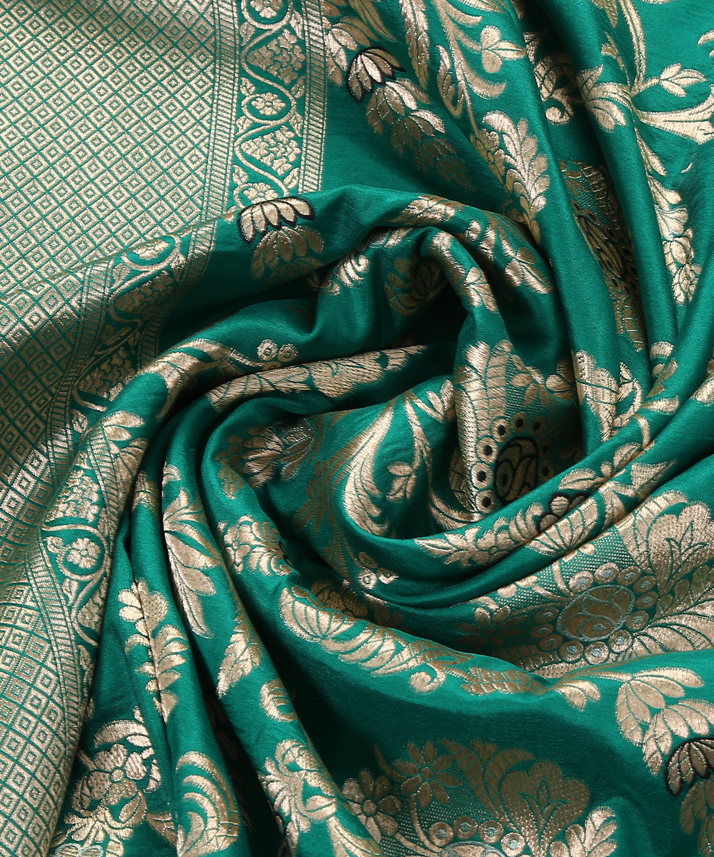Green_Handloom_Pure_Katan_Silk_Banarasi_Dupatta_With_Meenakari_work_WeaverStory_05