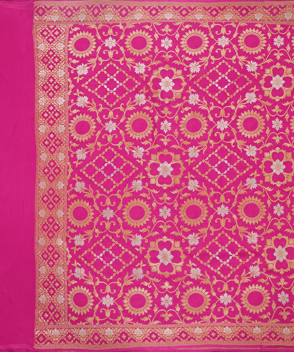Pink_Handloom_Pure_Georgette_Banarasi_Dupatta_With_Jaal_WeaverStory_02
