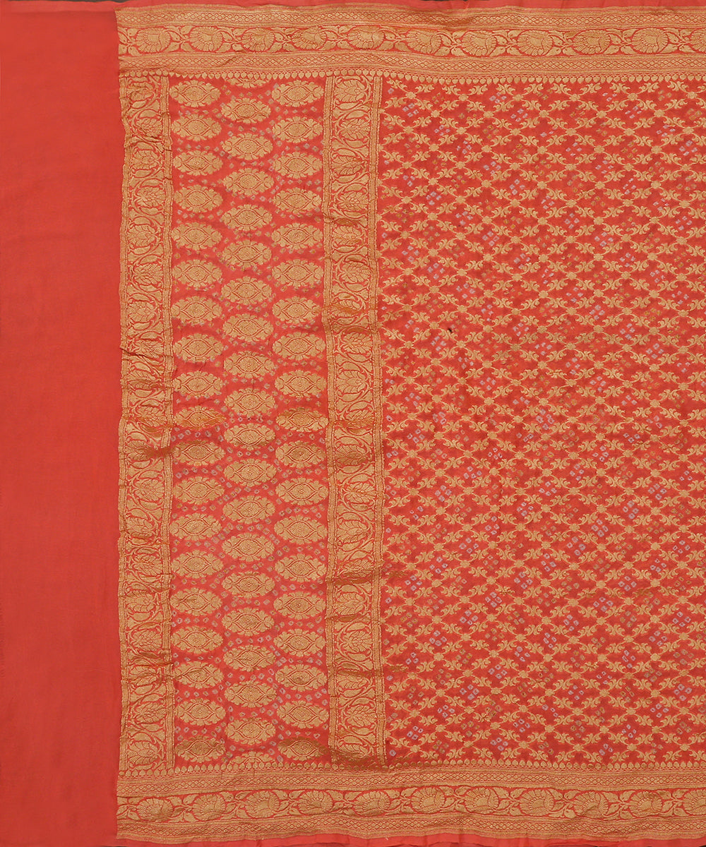 Handloom_Orange_Georgette_Banarasi_Bandhej_Dupatta_With_Cutwork_Jaal_WeaverStory_02