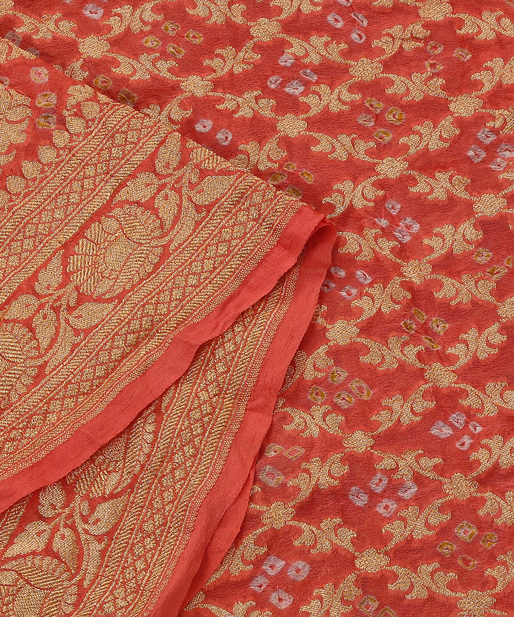 Handloom_Orange_Georgette_Banarasi_Bandhej_Dupatta_With_Cutwork_Jaal_WeaverStory_04