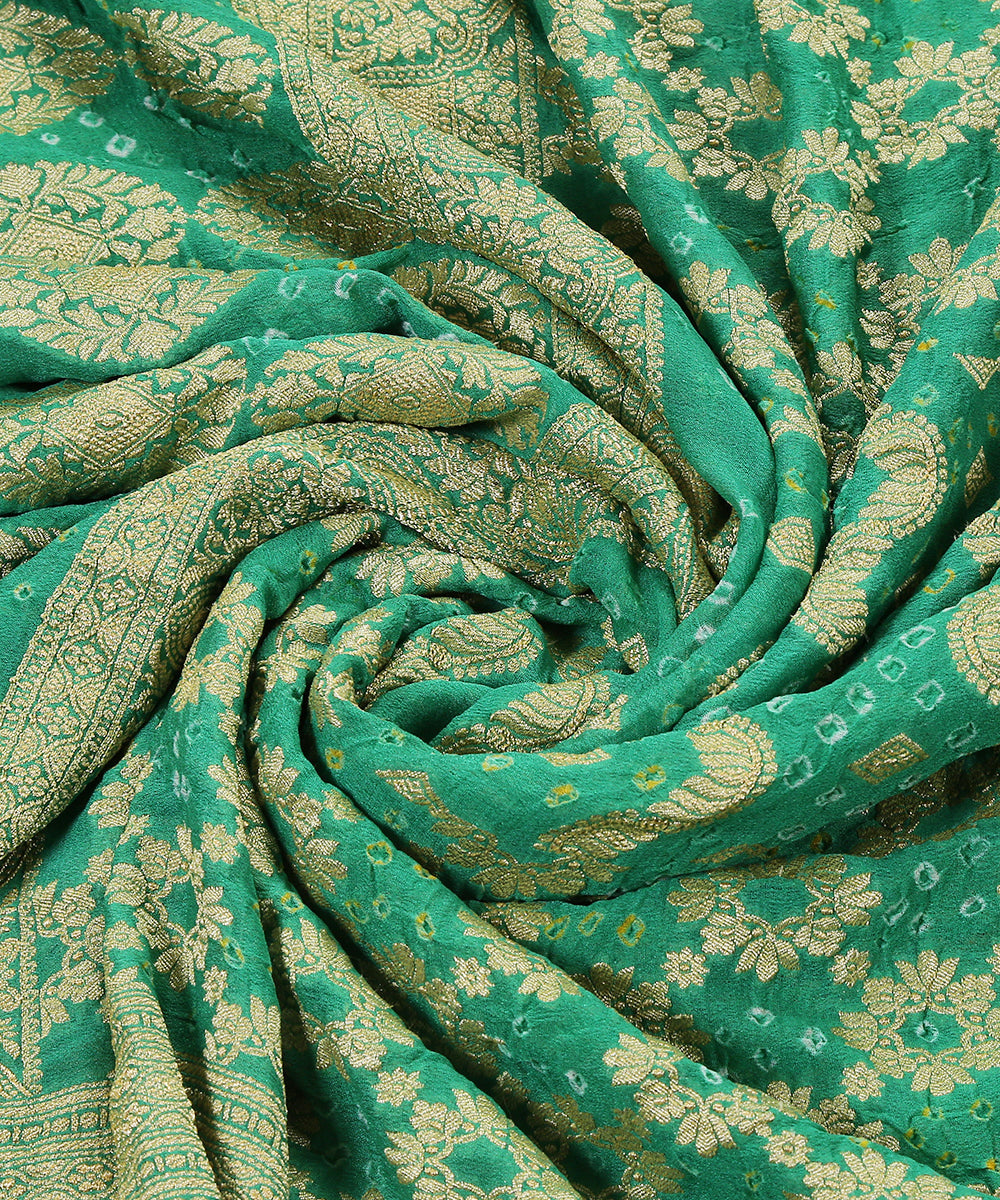 Green_Handloom_Bandhej_Georgette_Banarasi_Dupatta_WeaverStory_05