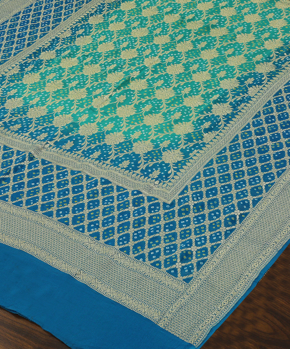 Blue_and_Green_Handloom_Georgette_Banarasi_Bandhej_Dupatta_WeaverStory_03