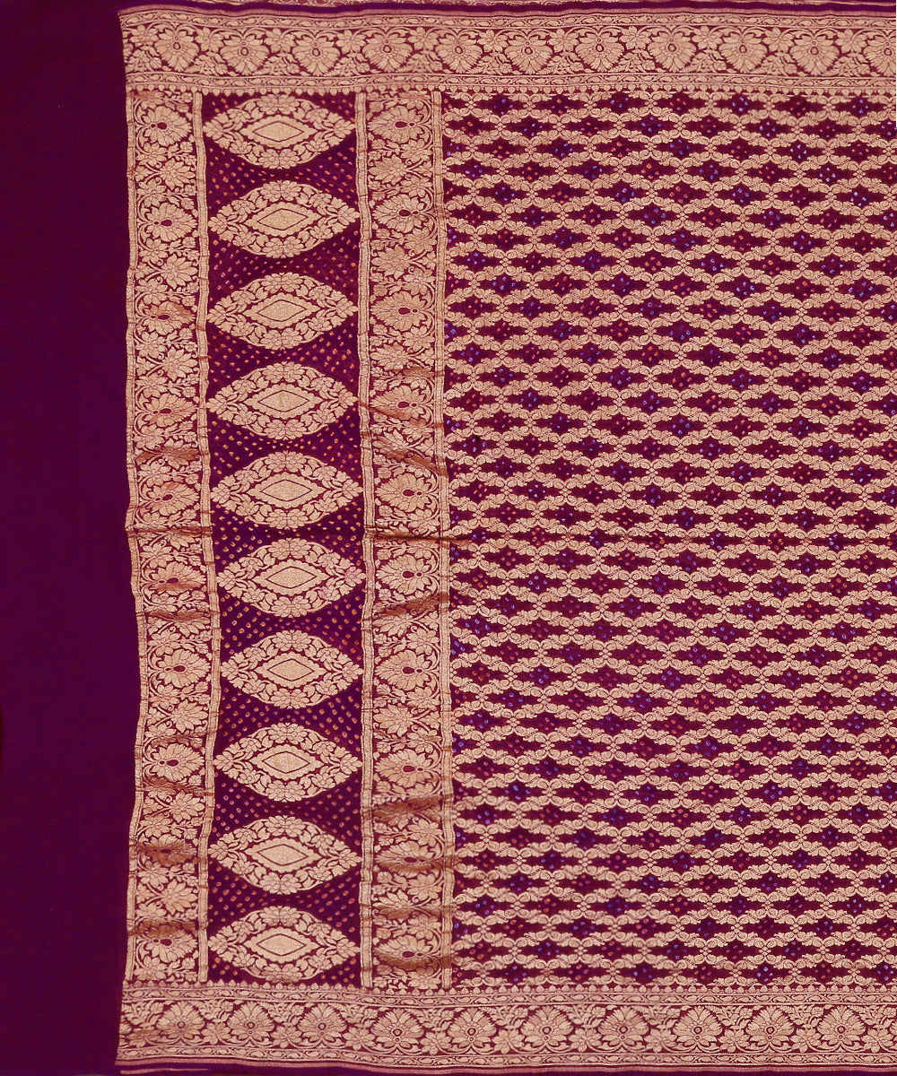 Purple_Handloom_Georgette_Bandhej_Banarasi_Dupatta_WeaverStory_02