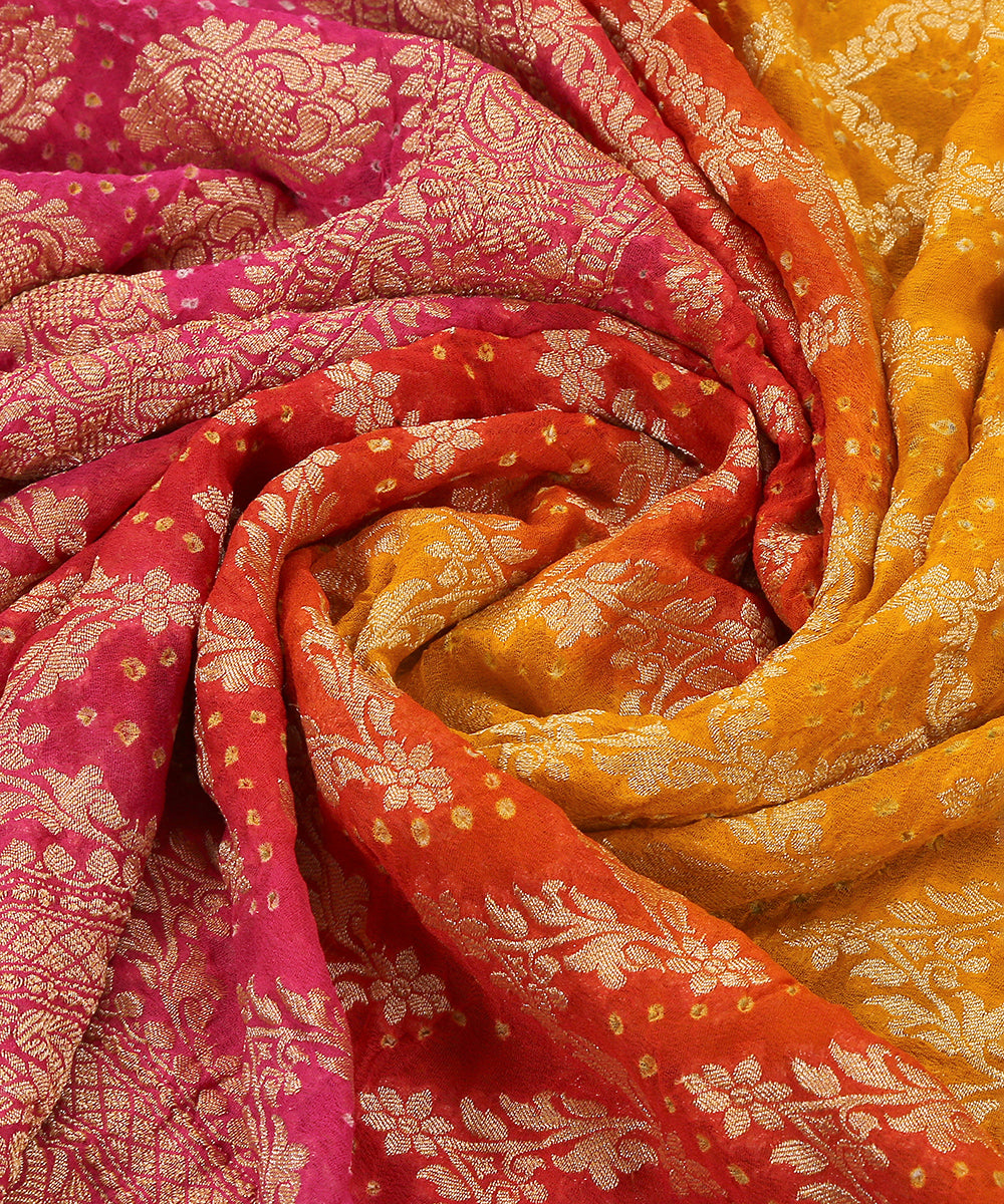 Mustard_and_Pink_Handloom_Georgette_Banarasi_Bandhej_Dupatta_WeaverStory_05