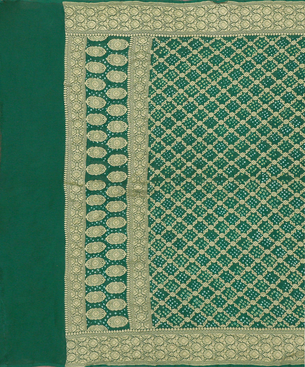 Handloom_Green_Georgette_Banarasi_Bandhej_Dupatta_With_Zari_Jaal_WeaverStory_02