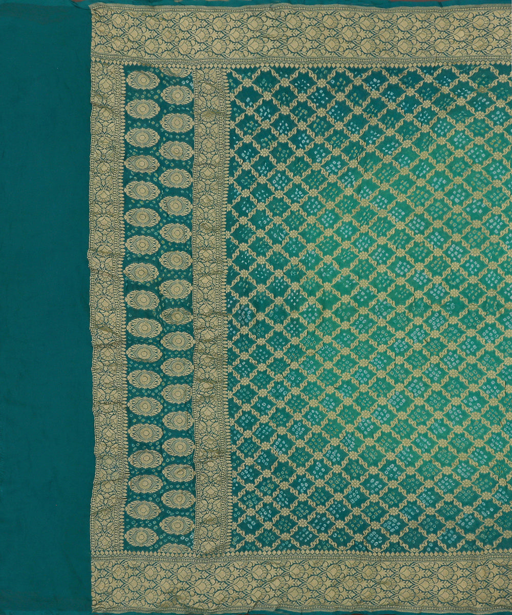 Handloom_Green_Dual_Tone_Georgette_Banarasi_Bandhej_Dupatta_WeaverStory_02
