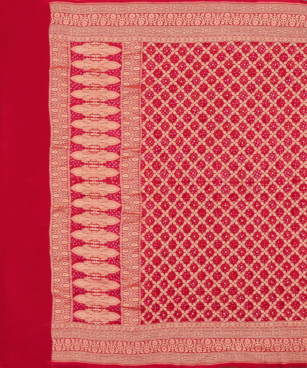 Handloom_Red_Georgette_Banarasi_Bandhej_Dupatta_With_Zari_Jaal_WeaverStory_02