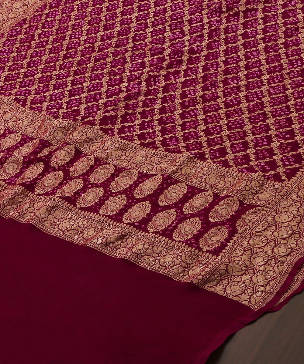 Purple_Handloom_Georgette_Banarasi_Bandhej_Dupatta_With_Cutwork_Weave_WeaverStory_03