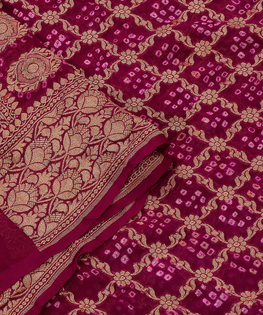Purple_Handloom_Georgette_Banarasi_Bandhej_Dupatta_With_Cutwork_Weave_WeaverStory_04