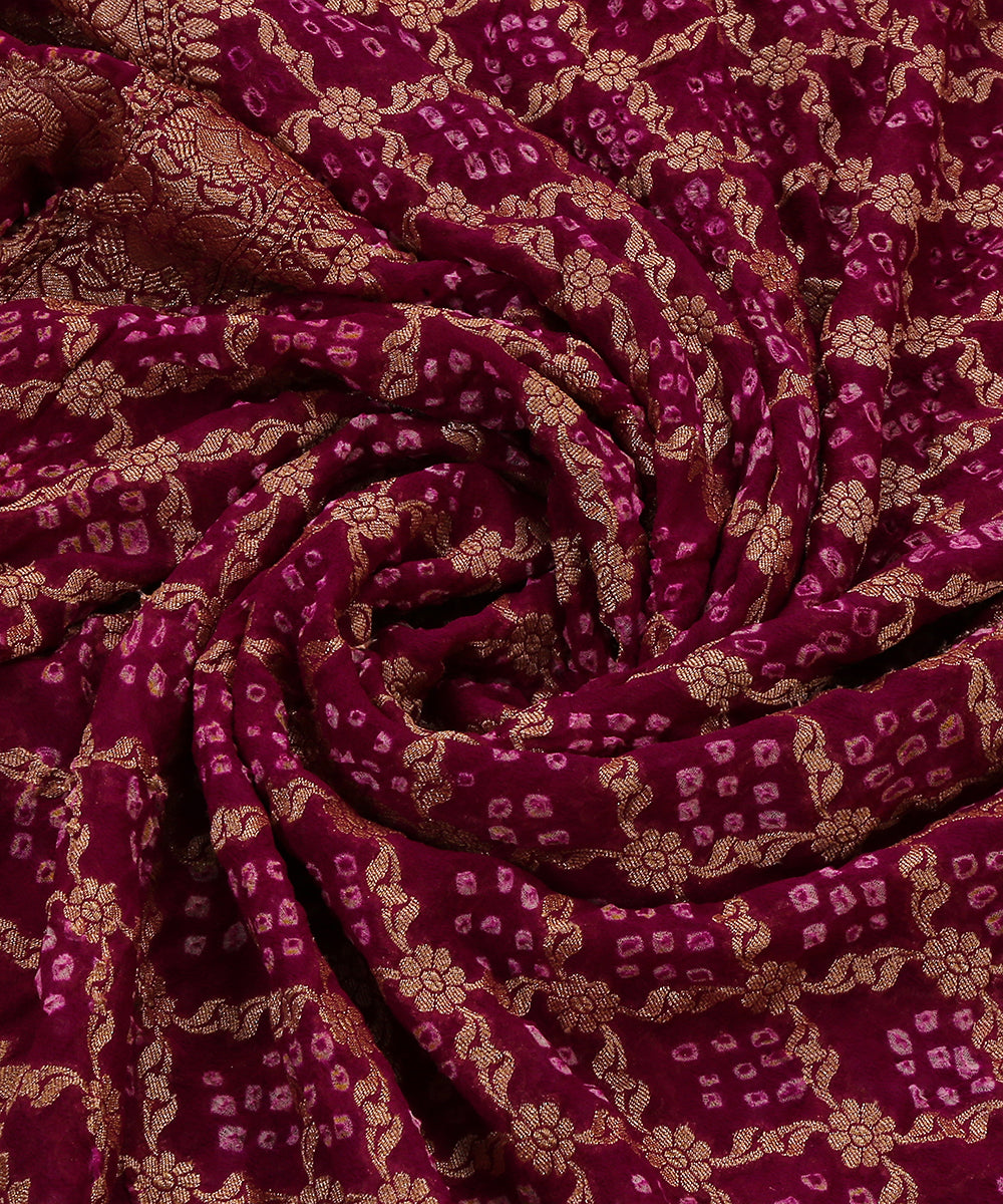 Purple_Handloom_Georgette_Banarasi_Bandhej_Dupatta_With_Cutwork_Weave_WeaverStory_05