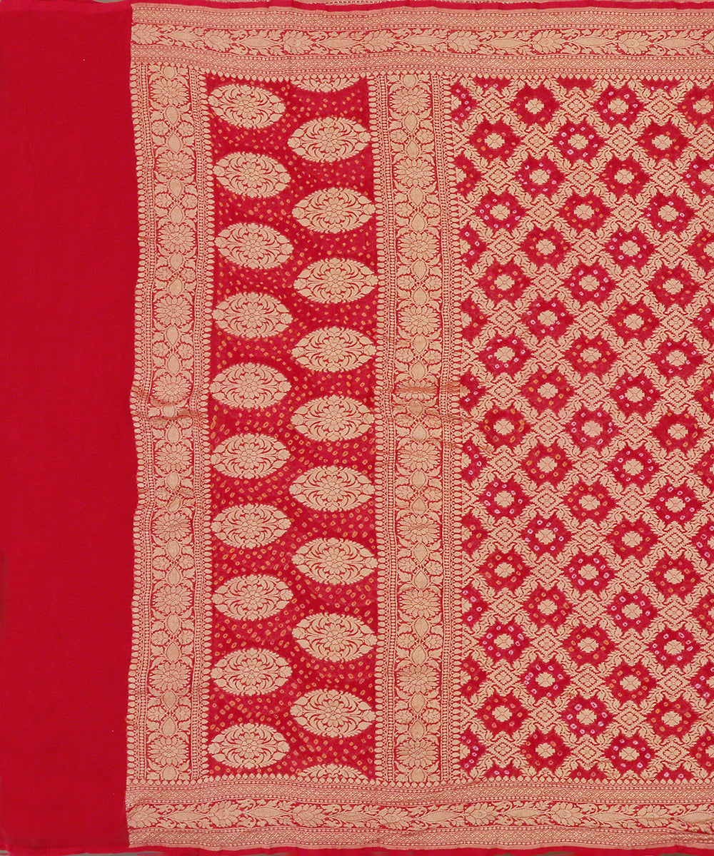 Red_Handloom_Georgette_Banarasi_Bandhej_Dupatta_WeaverStory_02