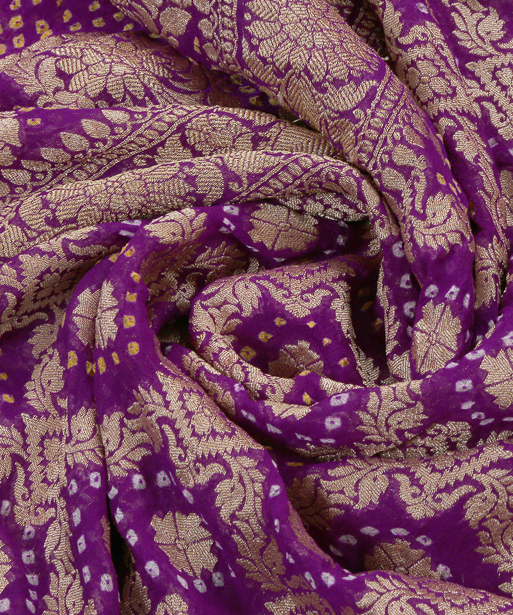 Purple_Handloom_Georgette_Banarasi_Bandhej_Dupatta_With_Cutwork_Weave_WeaverStory_05