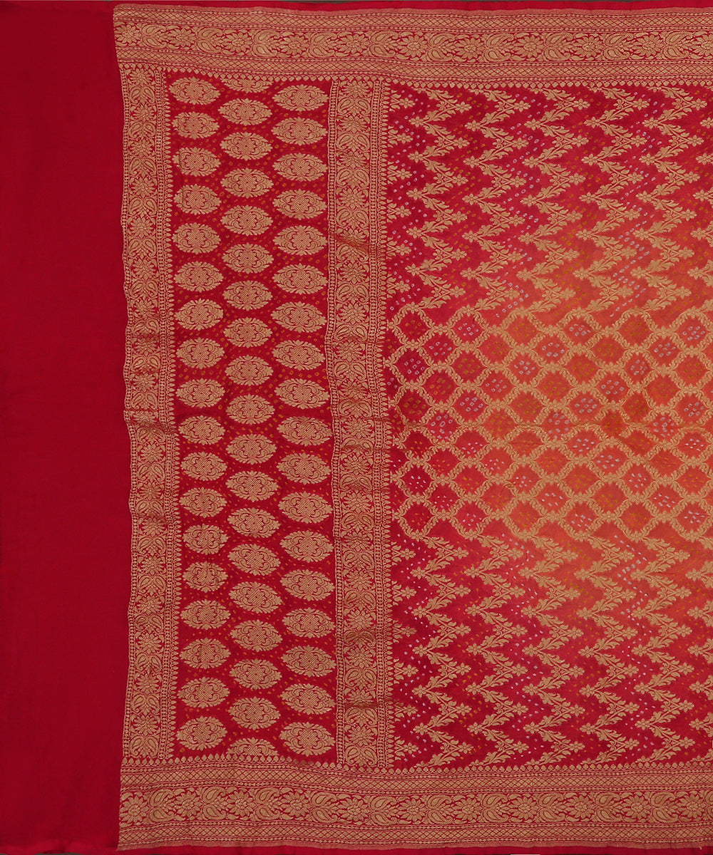 Orange_And_Pink_Handloom_Georgette_Banarasi_Bandhej_Dupatta_WeaverStory_02
