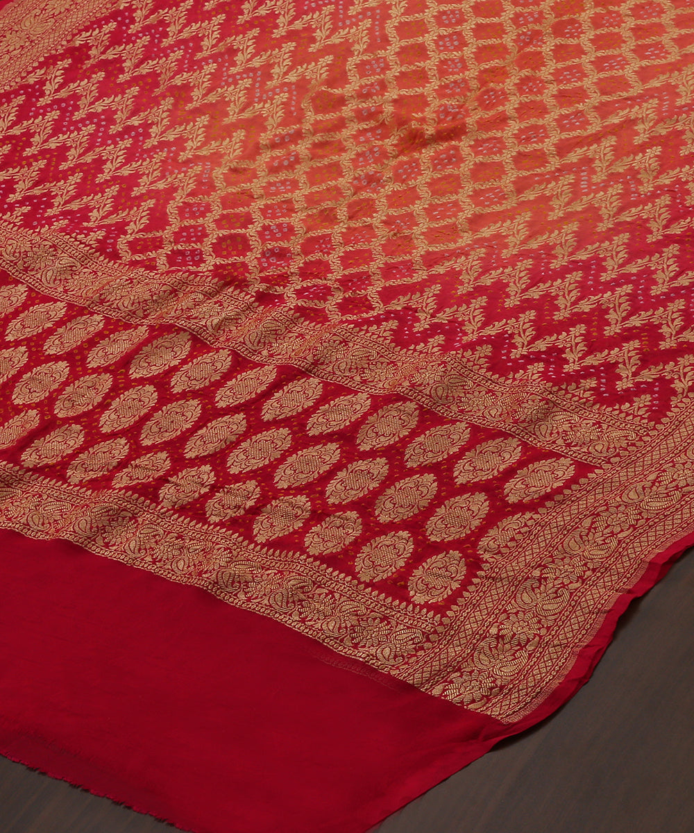 Orange_And_Pink_Handloom_Georgette_Banarasi_Bandhej_Dupatta_WeaverStory_03