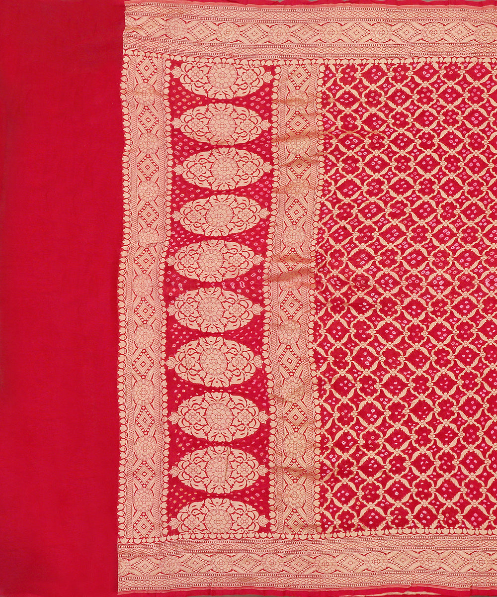 Handloom_Red_Georgette_Banarasi_Bandhej_Dupatta_With_Zari_Jaal_WeaverStory_02