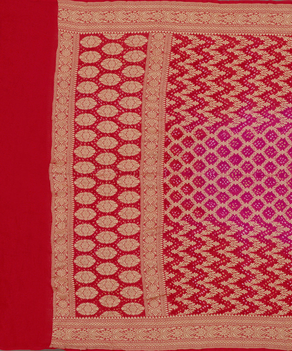 Red_And_Pink_Handloom_Georgette_Banarasi_Bandhej_Dupatta_WeaverStory_02