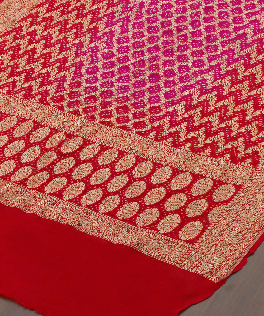 Red_And_Pink_Handloom_Georgette_Banarasi_Bandhej_Dupatta_WeaverStory_03