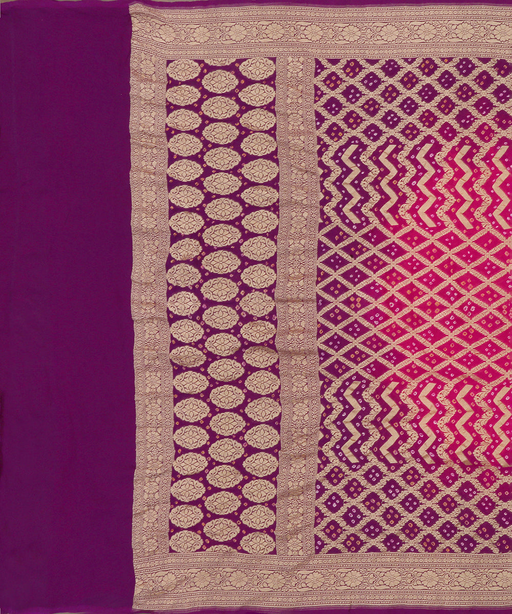 Purple_And_Pink_Handloom_Georgette_Banarasi_Bandhej_Dupatta_WeaverStory_02