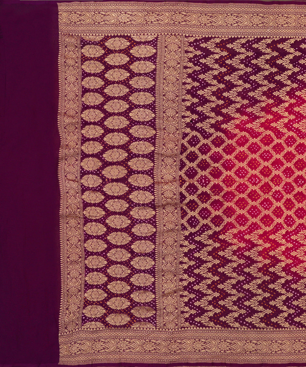 Handloom_Pink_And_Purple_Georgette_Banarasi_Bandhej_Dupatta_With_Cutwork_Weave_WeaverStory_02