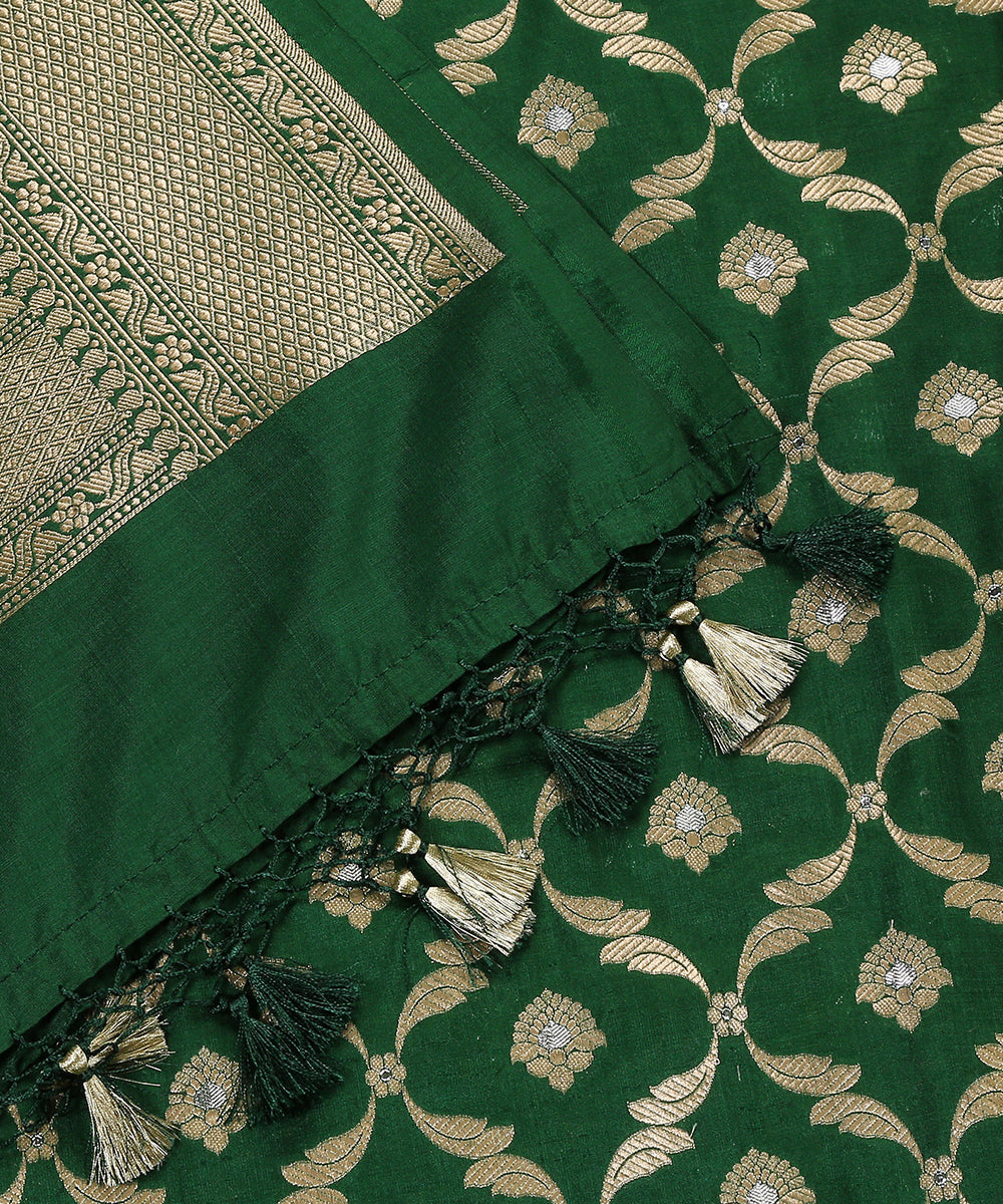 Handloom_Dark_Green_Cutwork_Pure_Katan_Silk_Banarasi_Dupatta_With_Silver_Meenakari_WeaverStory_04