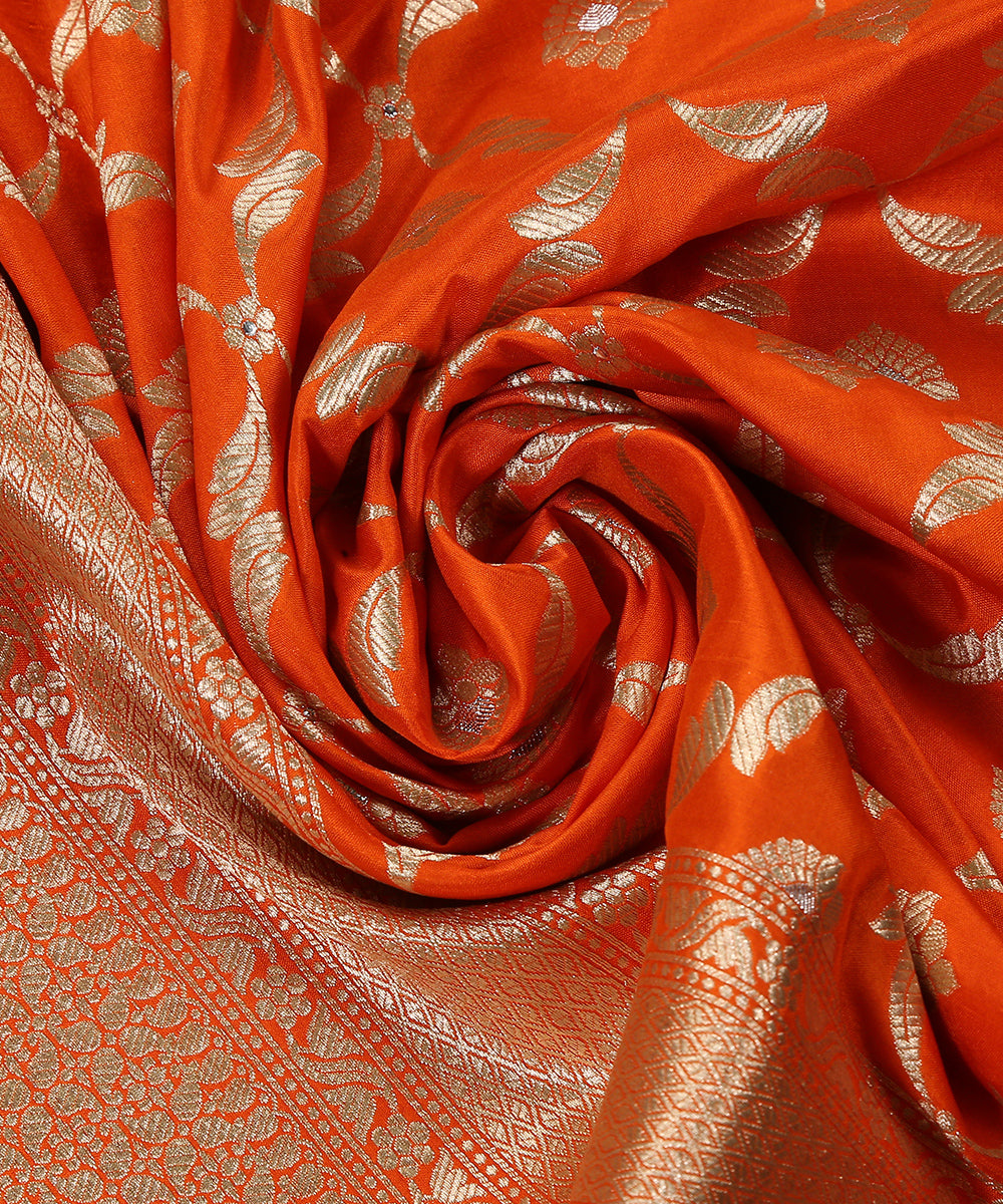 Handloom_Orange_Pure_Katan_Silk_Banarasi_Cutwork_Dupatta_With_Silver_Meenakari_WeaverStory_05